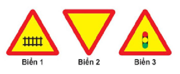 Biển nào báo hiệu sắp đến chỗ giao nhau nguy hiểm?  A. Biển 1. B. Biển 1 và 2.   (ảnh 1)