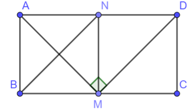 Cho hình chữ nhật ABCD. Gọi M, N lần lượt là trung điểm của BC, AD. Biết rằng AM vuông góc MD, AM = 6 (ảnh 1)