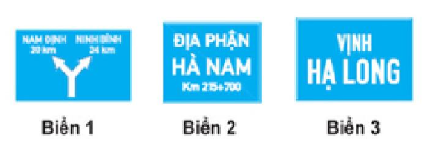 Biển nào dưới đây chỉ dẫn địa giới hành chính giữa các thành phố, tỉnh, huyện?  (ảnh 1)