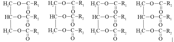 Số trig thỏa mãn khi xà phòng hóa hoàn toàn thu được cùng hỗn hợp chỉ gồm muối của palmitic acid và stearic acid? (ảnh 1)