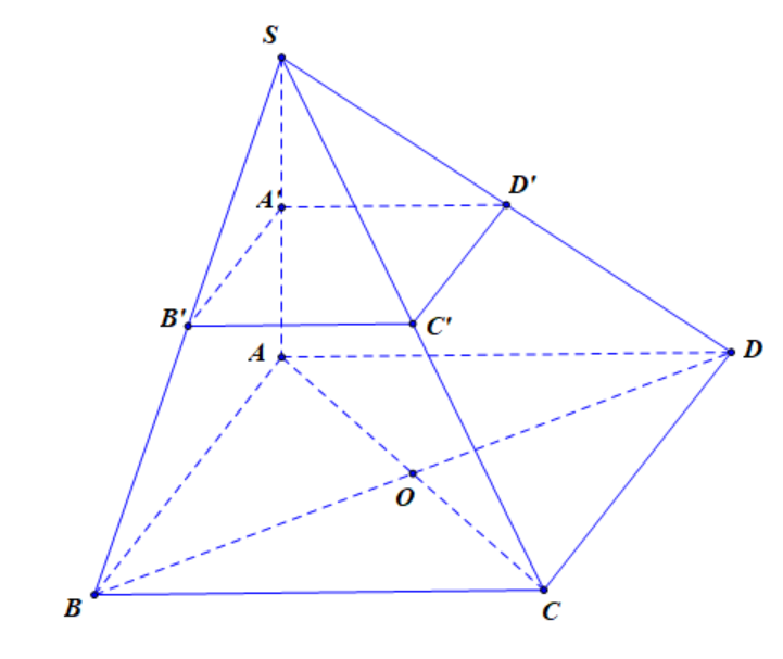 Chọn D   \[\left\{ \begin{array}{l}A'D'||AD\\C'D'||CD\end{array} \right. \Rightarrow \left( {A'C'D'} \right)||\left( {ABC} \right)\]. (ảnh 1)