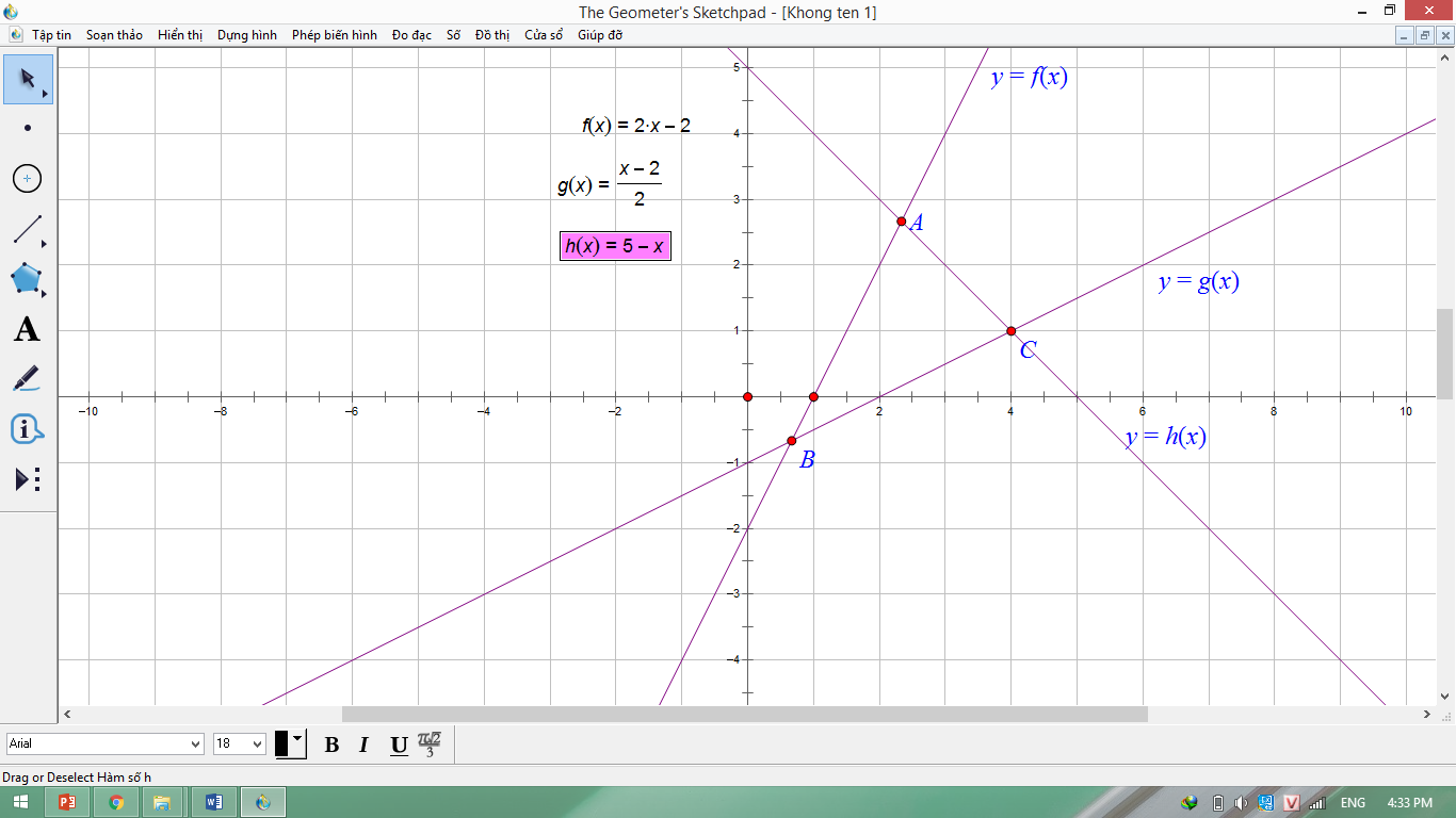Tọa độ \(A\left( {\frac{7}{3};\frac{8}{3}} \right)\), \(B\left( {\frac{2}{3}; - \frac{2}{3}} \right)\), \(C\left( {4;1} \right)\). Giá trị \(F\) lần lượt (ảnh 1)