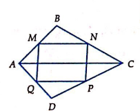 Cho tứ giác đều ABCD. Gọi M, N, P, Q lần lượt là trung điểm của AB, BC, CD, DA. Mệnh đề nào sau đây là sai? (ảnh 1)