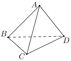 Vì \(ABCD\) là tứ diện đều nên các tam giác \(ABC\) và \(ABD\) là các tam giác đều. (ảnh 1)