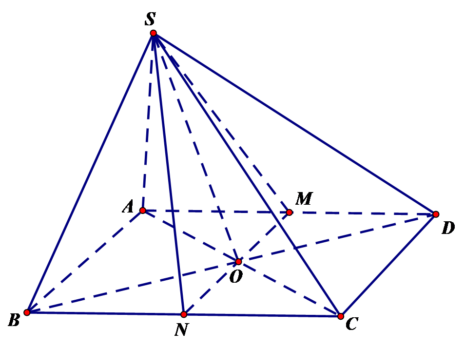 Vậy hai mặt phẳng \[\left( {SMN} \right)\] và \[\left( {SAC} \right)\ (ảnh 1)