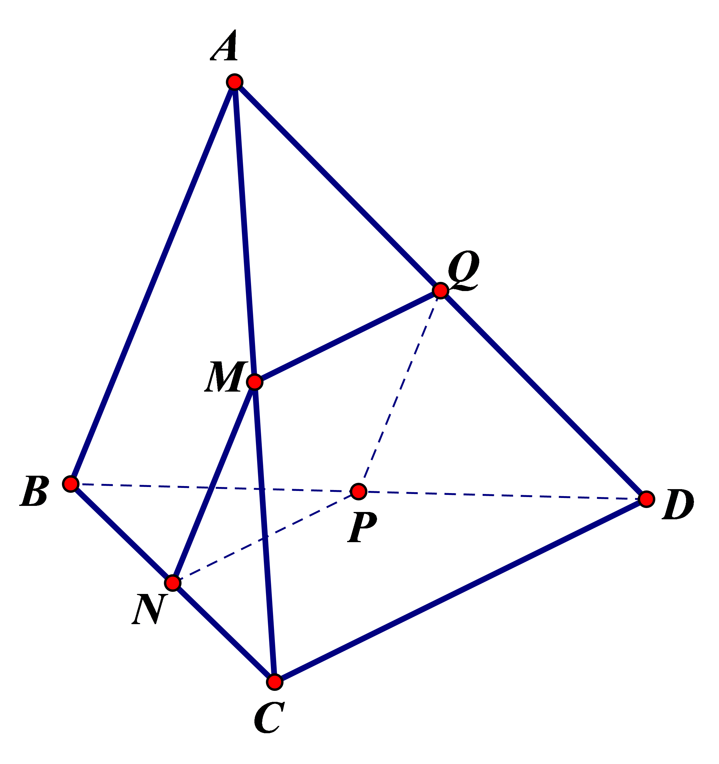 Cho tứ diện \(ABCD,AB = CD\). Mặt phẳng \(\left( \alpha  \right)\)qua trung điểm của \[AC\] và song song với \(AB,CD\)cắt tứ diện đã cho theo thiết diện là 	A. Hình thoi.	B. Hình chữ nhật. 	C. Hình vuông.	D. Hình tam giác. (ảnh 1)