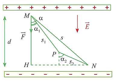 Một lực tĩnh điện \(\vec F\) tác động lên điệ (ảnh 1)
