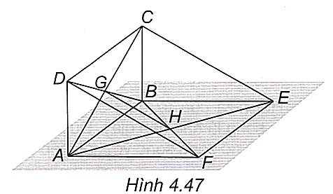 Cho hai hình bình hành ABCD và ABEF không cùng nằm trong một mặt phẳng. Gọi \(G,H\) lần lượt là giao điểm của hai đường chéo của hai hình bình hành đó. Chứng minh rằng ba đường thẳng \(GH,CE,DF\) đôi một song song. (ảnh 1)
