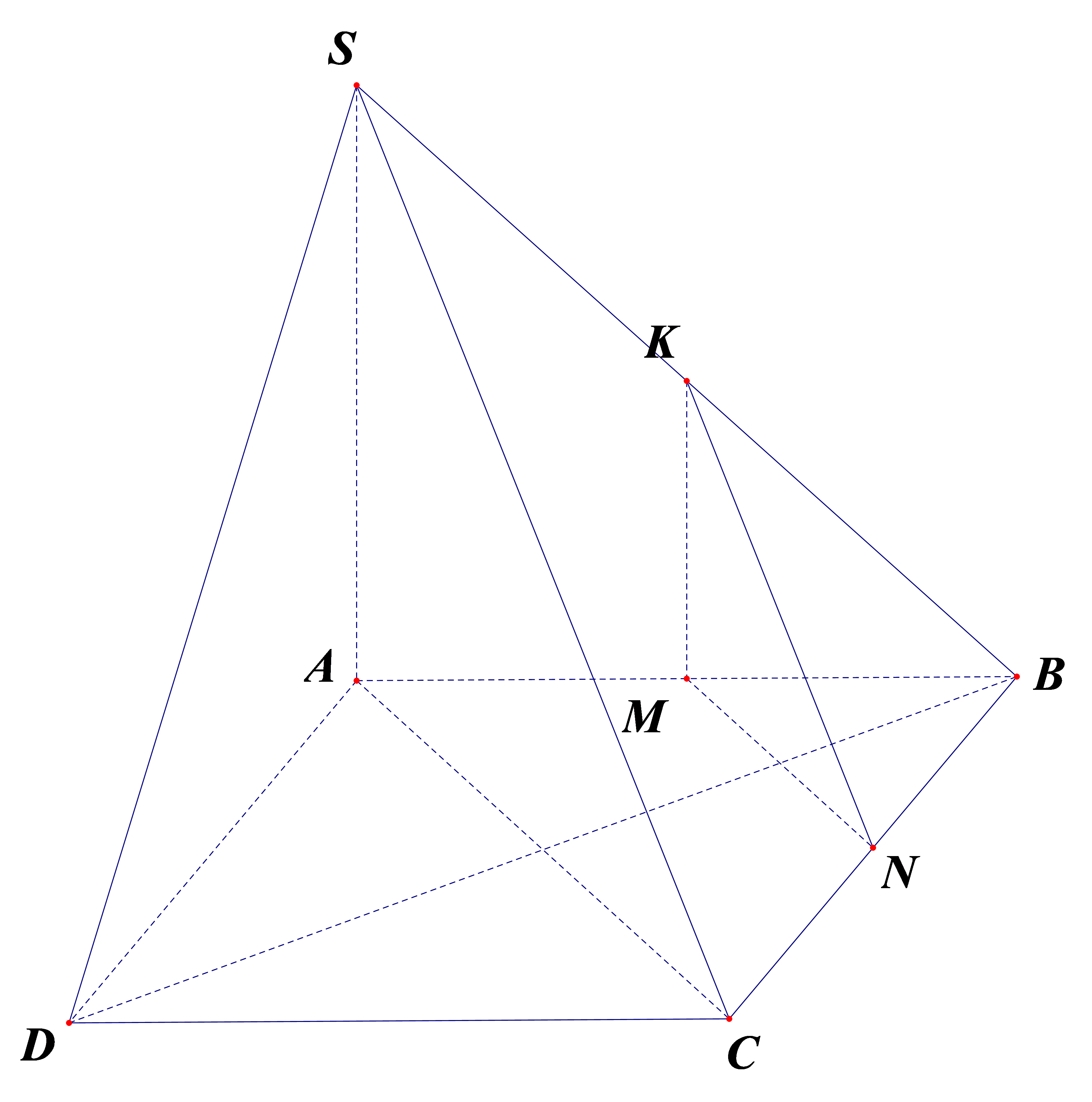Chọn A   	Ta có: \(M\) là trung điểm \(AB\); \(K\) là trung điểm \(SB\). \( \Rightarrow MK//SA\) (1). \(M\) là trung điểm \(AB\); \(N\)  (ảnh 1)