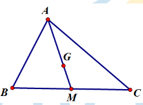 Cho tam giác ABC, gọi M là trung điểm của BC và G là trọng tâm của tam giác ABC. Câu nào sau đây đúng? (ảnh 1)