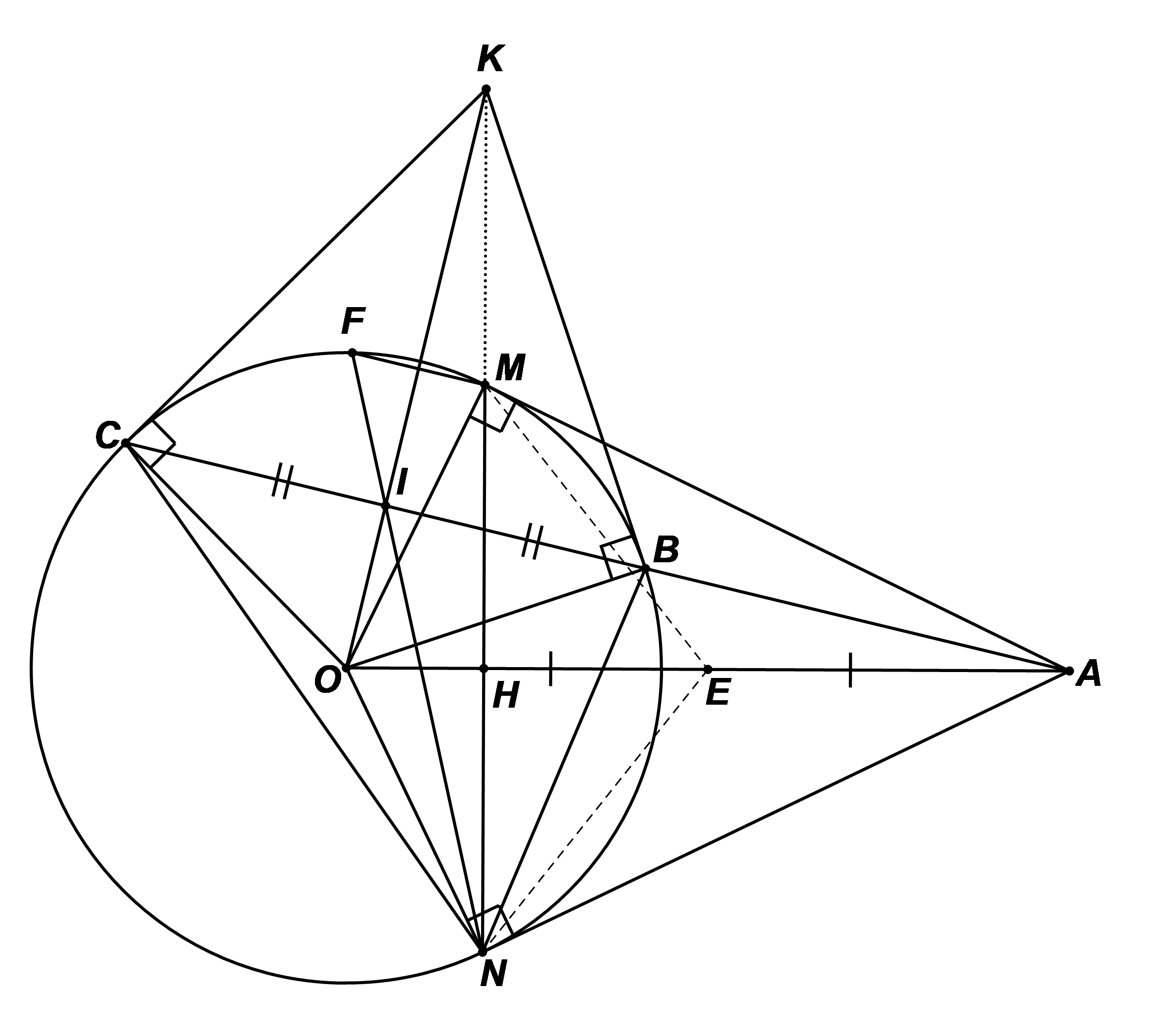 ho đường tròn \[\left( O \right)\] và điểm \[A\] nằm bên (ảnh 2)