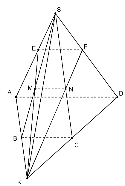Cho hình chóp \[S.ABCD\], đáy \[ABCD\] là hình th (ảnh 1)