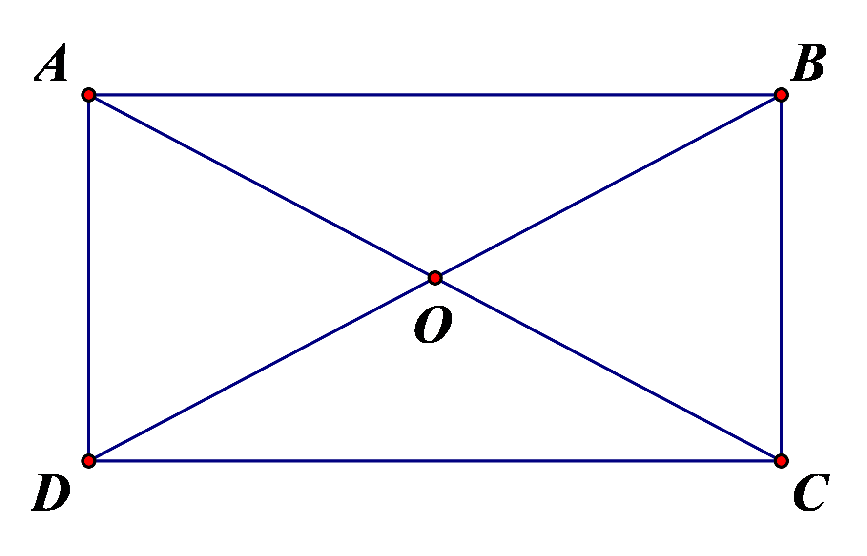 Cho hình chữ nhật \(ABCD\) tâm O có \(AB = 4;BC = 3\). (ảnh 1)