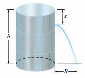 Một bồn hình trụ cao \(h\) chứa nước. Theo định lu (ảnh 1)