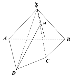 Cho hình chóp S.ABCD. Vẽ hình thang ADMS có hai đáy là \(AD\) và \(MS\). Gọi \(d\) là đường thẳng trong không gian đi qua \(S\) và song song với \(AD\). Chứng minh đường thẳng \(d\) nằm trong mặt phẳng \((SAD)\). (ảnh 1)