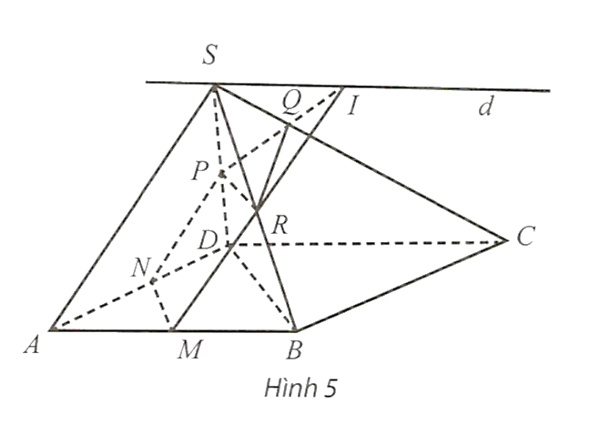 Cho hình chóp \(S.ABCD\) có đáy là hình bình hành. Gọi \((\alpha )\) là mặt phẳng đi qua trung điểm \(M\) của cạnh \(AB\), song song với \(BD\) và \(SA\). Tìm giao tuyến của mặt phẳng \((\alpha )\) với các mặt của hình chóp. (ảnh 1)