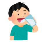 Look and choose the correct answer.  He is drinking ____________.  A. lemons B. apples C. water (ảnh 1)