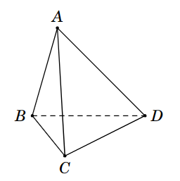 Cho tứ diện ABCD như hình bên. Mệnh đề nào sau đây là đúng?   (ảnh 1)