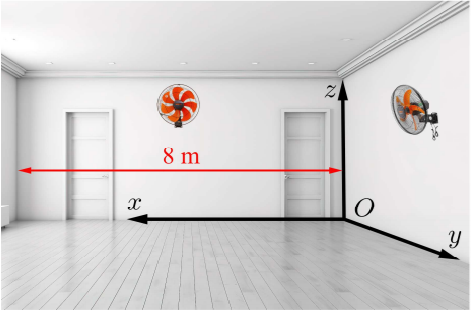Một căn phòng dạng hình hộp chữ nhật với chiều dài \(8m\), rộng\(6m\)và cao\(4m\) c (ảnh 1)