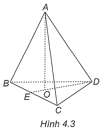 Cho tứ diện \(ABCD\) và \(O\) là một điểm nằm trong tam giác \(BCD\) (H.4.3). Xác định giao điểm của đường thẳng \(BC\) và mặt phẳng \((AOD)\). (ảnh 1)