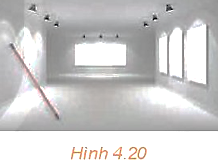 Một chiếc gậy được đặt một đầu dựa vào tường và đầu kia trên mặt sàn (H.4.20).    Hỏi có thể đặt chiếc gậy đó song song với một trong các mép tường hay không? (ảnh 1)