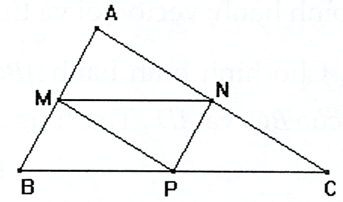 Cho tam giác \(ABC\). Các điểm \(M,N,P\) lần lượt là trung điểm của \(AB,AC,BC\). Khi đó: (ảnh 1)