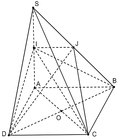 Ta có: \[\left( {SAB} \right) \cap \left( {IBC} \right) = IB.\]             \[\left( {SBD} \right) \cap \left( {JC (ảnh 1)