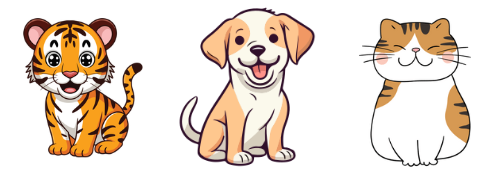 Look and choose the correct answer.    There is a cat, a dog and a _________ in the shop.  A. mouse B. tiger C. fish (ảnh 1)