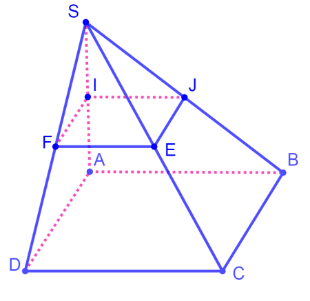Chọn C   Xét \[\Delta SAB\], \[IJ\] là dường trung bình \( \Rightarrow IJ//AB\) mà \(AB//CD\) \( \Rightarrow IJ//CD\). Xét \[\Delta SCD\], \[EF\] là dường trung bình \( \Rightarrow EF//\,CD\) \( \Rightarrow IJ//\,EF\). (ảnh 1)