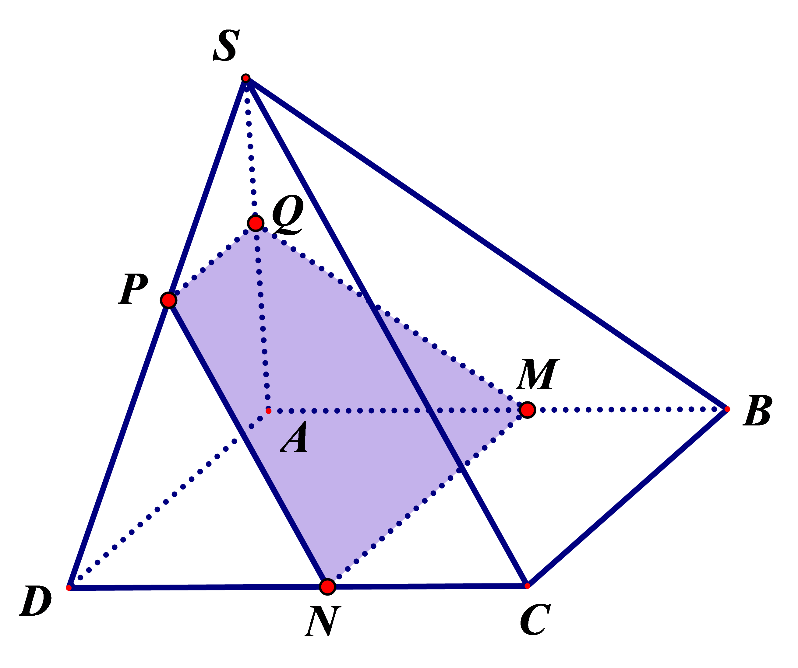 Chọn A   Do mặt phẳng \(\left( \alpha  \right)\) song song với \(\left( {SBC} \right)\) nên có: giao tuyến của \(\left( \alpha  \right)\) và \(\left( {ABCD (ảnh 1)