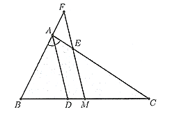 Cho tam giác \(ABC(AB < AC),AD\) là phân giác trong của góc \(A\). Qua t (ảnh 1)