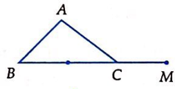 Cho \(\Delta ABC\). Trên đường thẳng BC lấy điểm M sao cho \(\overrightarrow {MB}  = 3\overrightarrow {MC} \). Điểm M được vẽ đúng trong hình nào sau đây? A.   B.   C.   D.   (ảnh 2)