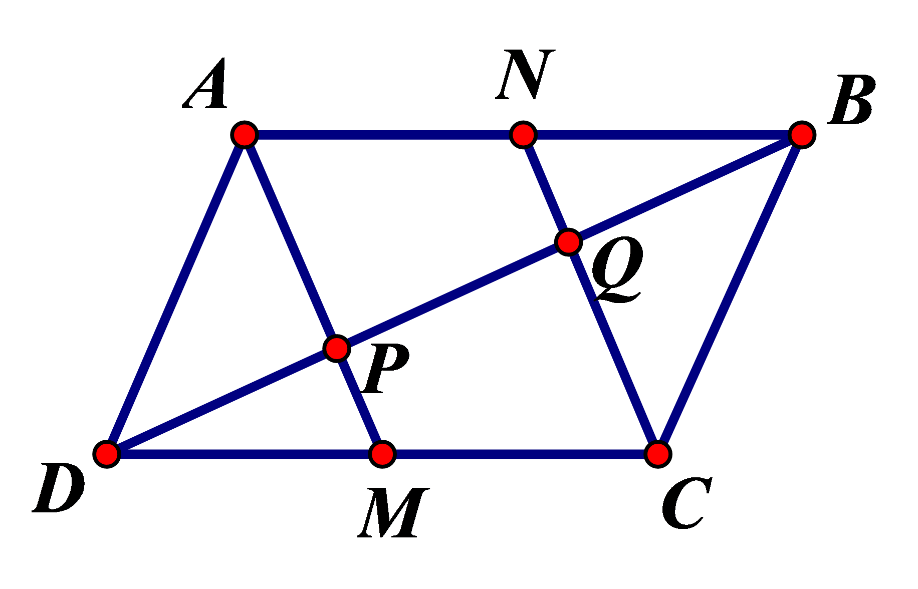 Vì vậy \(DP = PQ = QB\) từ đ (ảnh 1)
