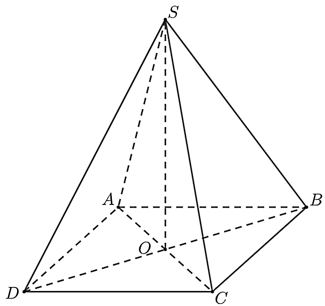 Cho hình chóp tứ giác đều \(S.ABCD\) có \ (ảnh 1)