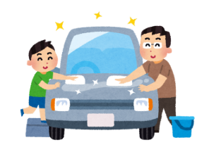 Look and choose the correct answer.  Nick and his father are __________ their car.  A. watching B. washing C. moving (ảnh 1)