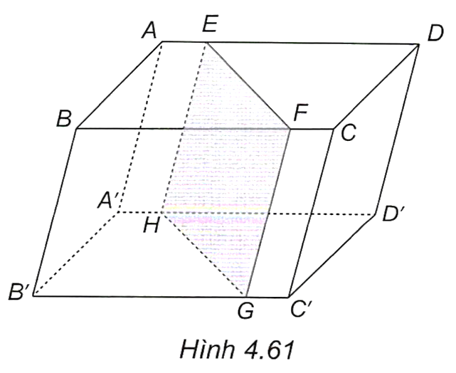Cho hình hộp \(ABCD \cdot {A^\prime }{B^\prime }{C^\prime }{D^\prime }\). Một mặt phẳng \((P)\) cắt các cạnh \(AD,BC,{B^\prime }{C^\prime }\),\({A^\prime }{D^\prime }\) lần lượt tại \(E,F,G,H\). Chứng minh rằng tứ giác \(EFGH\) là hình bình hành. (ảnh 1)