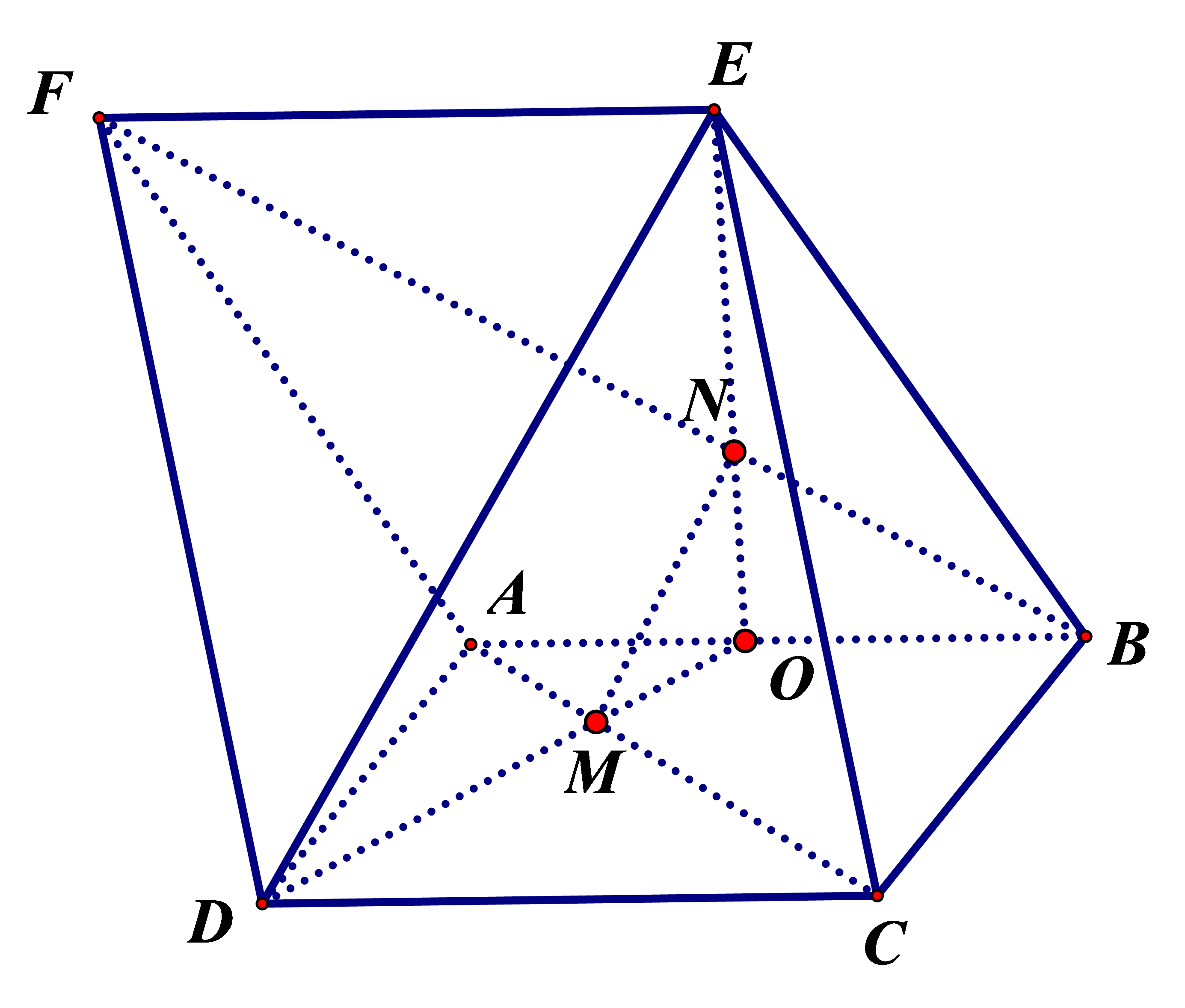 Cho hai hình bình hành \(ABCD\), \(ABEF\) không đồng phẳng. \(M \in AC\), \(N \in BF\) để \(\frac{{AM}}{{AC}} = \frac{{BN}}{{BF}} = \frac{1}{3}\). Chứng minh \(MN{\rm{//}}\left( {CDEF} \right)\). (ảnh 1)