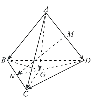 Cho tứ diện \(ABCD\). Gọi \(M,N\) (ảnh 1)