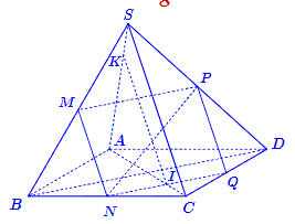 Cho hình chóp \(S.ABCD\) có đáy \(ABCD\) là hình bình hành. Gọi \(M,N,P\) theo thứ tự là trung điểm của các cạnh \(SB,BC\) và \(SD\).  a) Đường thẳng \(SA\) là giao tuyến của hai mặt phẳng (ảnh 1)
