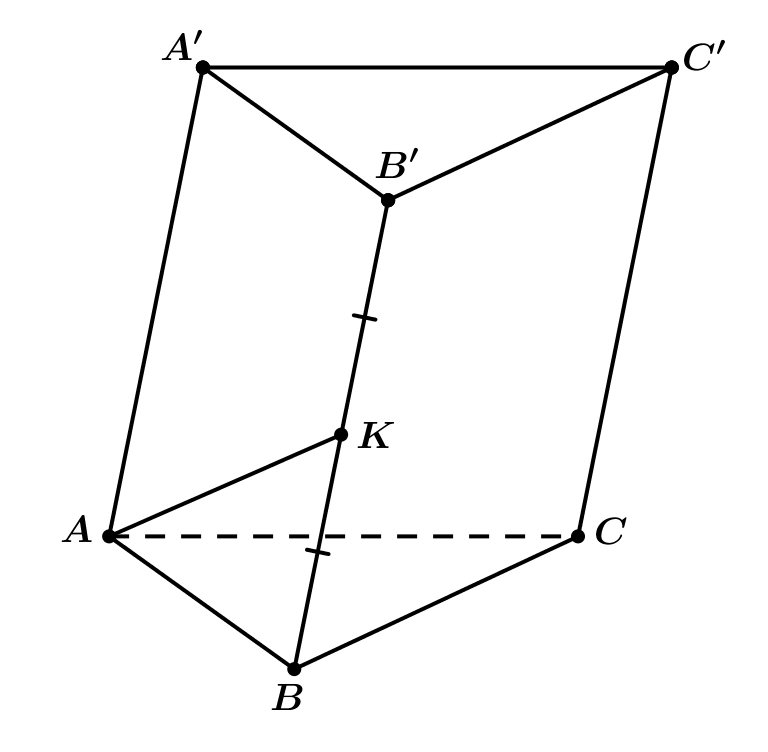 Chọn B  Do \(A\,BC.A'B'C'\) là hình lăn (ảnh 1)