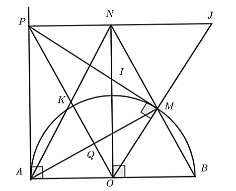 ho nửa đường tròn tâm \[O\] đư (ảnh 1)
