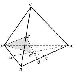 Chọn B Ta có: \(\frac{{AG}}{{AM}} = \frac{{AQ}}{{AB}} = \frac{2}{3} \Rightarrow GQ\;{\rm{//}}\;MB \subset \left( {BCD} \right)\)\( \Rightarrow GQ\;{\rm{//}}\;\left( {BCD} \right)\).  .	 (ảnh 1)