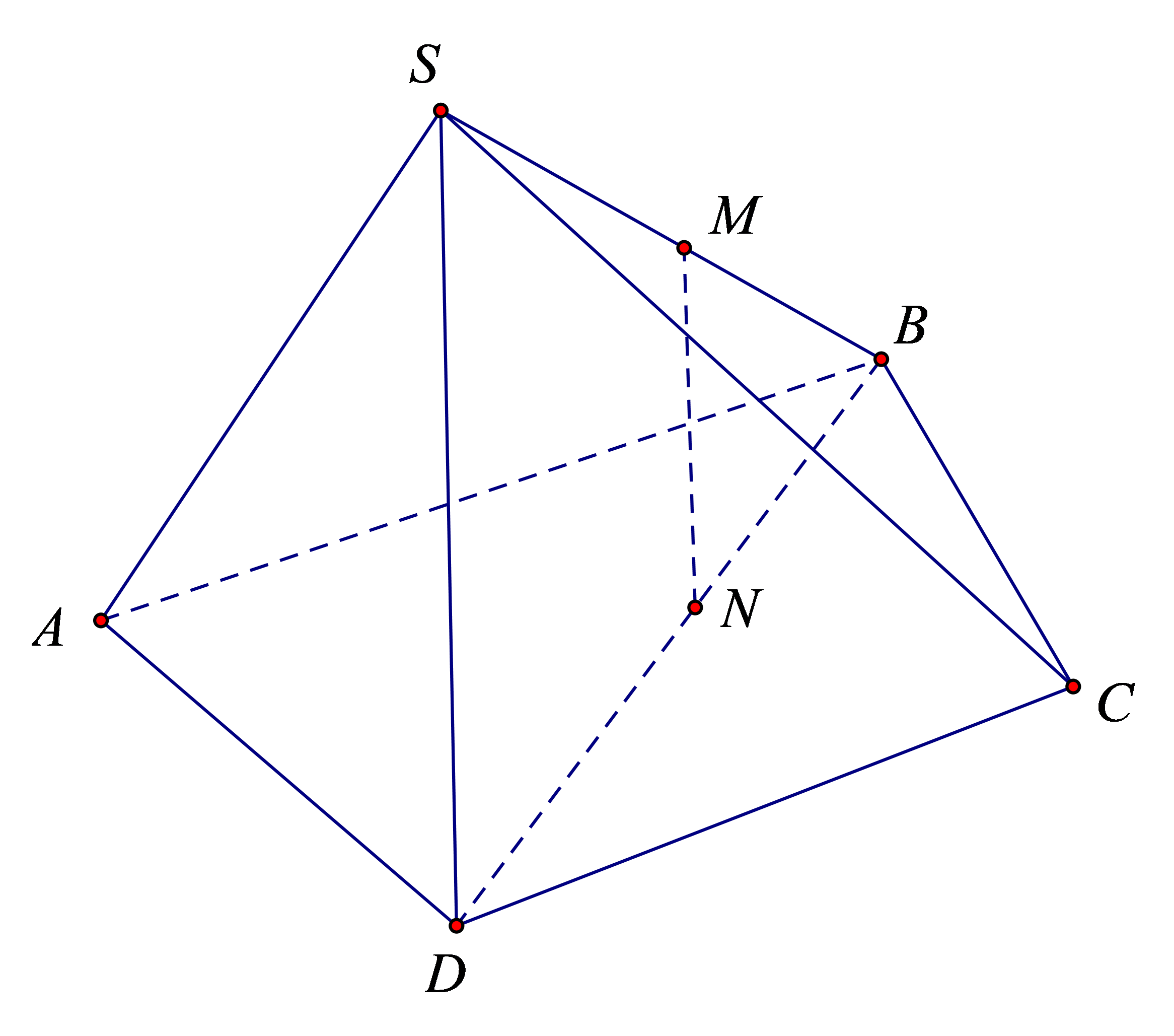 Chọn D   Ta có \(MN\) là đường trung bình của tam giác \(SBD\). Suy ra: \(MN{\rm{//}}\,\,SD.\) Mà \(SD \subset \left( {SAD} \right)\) nên suy ra:\(MN\,{\rm{//}}\,\,\left( {SAD} \right).\). (ảnh 1)