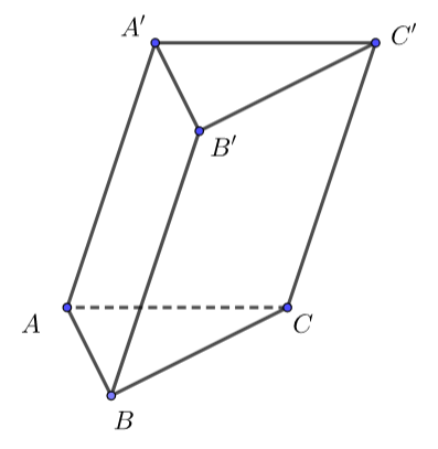 Chọn A  Ta có\(\overrightarrow {B'C}  = \overrightarrow {B'B}  + \overrightarrow {BC} \)  \( =  - \overrightarrow {BB'}  + \ (ảnh 1)