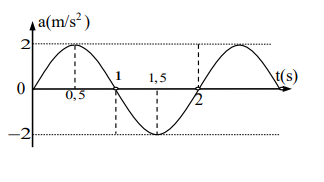 Một chất điểm dao động điều hòa theo hàm cosin có gia tốc biểu diễn như hình vẽ sau. Phương trình dao động của vật có dạng như thế nào? (ảnh 1)