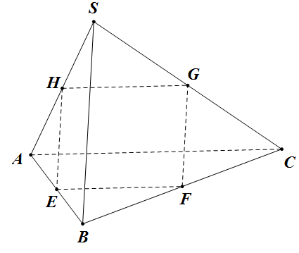Cho hình chóp \[S.ABC\]có \[E,{\rm{ }}F\]lần lượt là trung điểm cạnh \[AB,{\rm{ }}BC\]và điểm \[G\]thỏa mãn \[\overrightarrow {SG}  = \frac{1}{2}\overrightarrow { (ảnh 1)