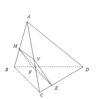 Do đó thiết diện tạo bởi mặt phẳng \[\left( {MNE} \right (ảnh 1)