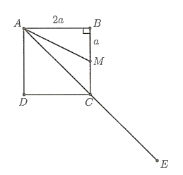 Cho hình vuông \(ABCD\) cạnh \(2a,M\) là trung điểm \(BC\). Tính \(|\overrightarrow {AB}  + \overrightarrow {BM} |\) (ảnh 1)