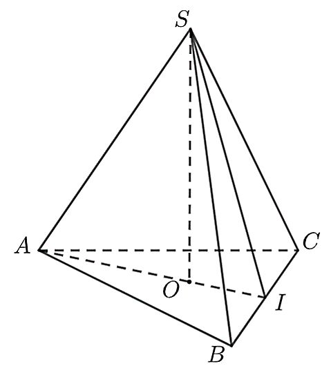 Cho hình chóp tam giác đều \(S.ABC\) c (ảnh 1)