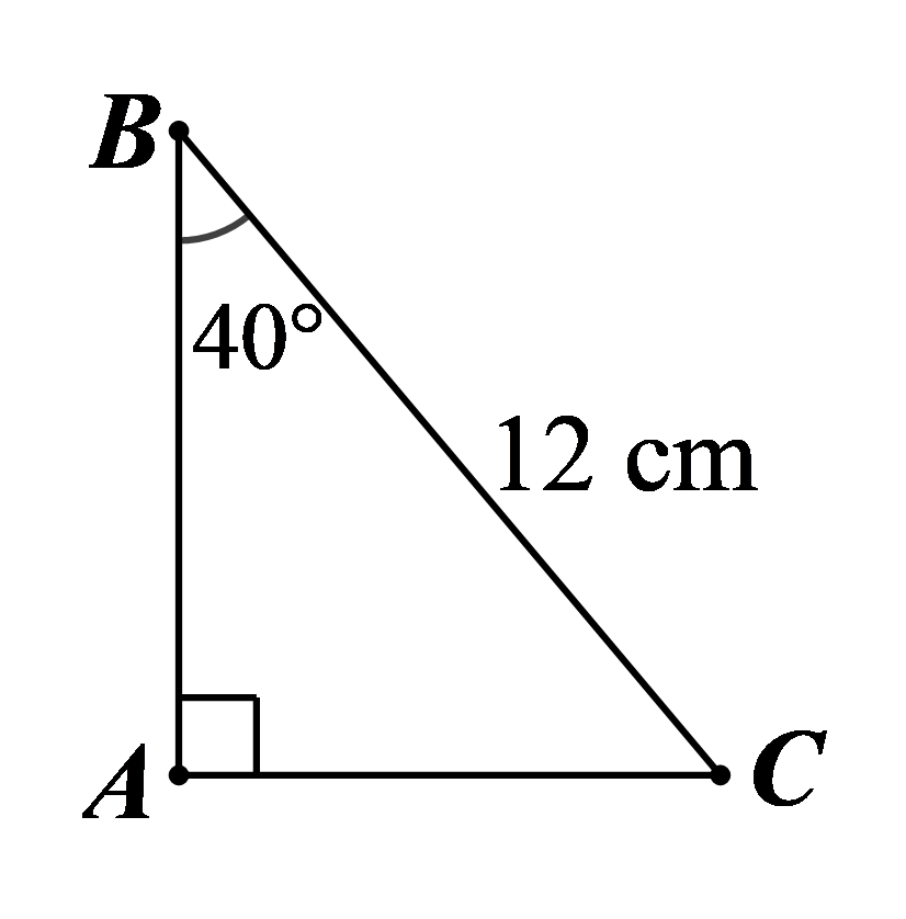 Chọn B   Vì tam giác \[ABC\] vuông tại \[A\] nên \[AC = BC.\sin B = 12.\sin 40^\circ  \approx 7,71\] (cm). Tam giác \[A (ảnh 1)
